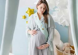 Szarfa MOM TO BE Baby Shower Niebieska