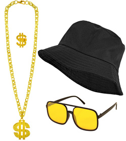 Zestaw RAPERA Gangstera HipHop DOLAR Czarny