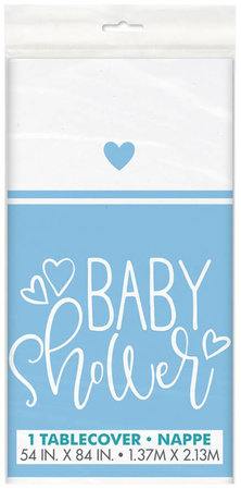 Obrus Foliowy Niebieski BABY SHOWER Serca 137x213c
