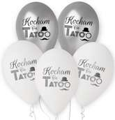 Balony Kocham Cię Tato (srebrne, białe), 12" 5szt