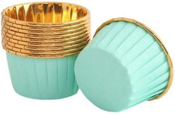 Foremki Papilotki na Muffiny Miętowo Złote 50szt.