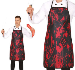 Czarny Zakrwawiony FARTUCH Rzeźnik Halloween