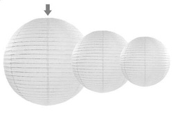 Lampion papierowy okrągły, 35 cm, biały, 1 szt.