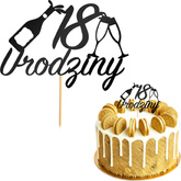 Topper na Tort 18 URODZINY Party CZARNY