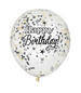 Balon z konfetti Happy Birthday,  12", 6 szt.