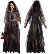 Strój Kostium Czarna Dama Zmarła Panna Młoda, L
