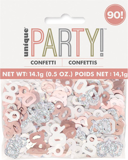 Konfetti Dekoracyjne 90 URODZINY Różowe Złoto 14g