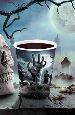 Kubeczki Papierowe CMENTARZ Halloween 240ml 6szt.