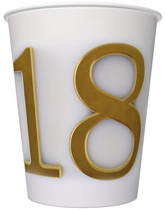 Kubeczki Papierowe Złota 18 URODZINY 250ml 8szt.