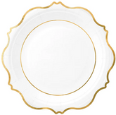 Talerzyki Papierowe Białe Złoty Brzeg 18cm 6szt.