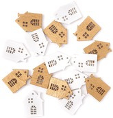 Samoprzylepne Drewniane DOMKI Złote Białe 16szt.