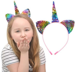 Opaska Disco JEDNOROŻEC Unicorn Kolorowa CEKINOWA