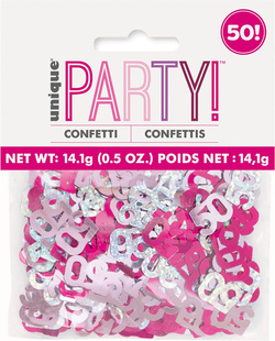 Konfetti Dekoracyjne 50 URODZINY Różowe 14g