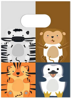 Torebki Prezentowe Papierowe ZWIERZĘTA ZOO 4szt.