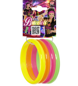 Bransoletki Neonowe Kolorowe Disco Lata 80 4 szt.