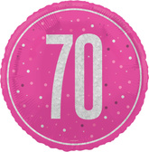 Balon Foliowy Różowy Błyszczący 70 URODZINY 45cm