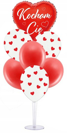 Stojak na Balony+ Serca KOCHAM CIĘ Walentynki 7szt