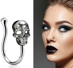 KOLCZYK do Nosa Sztuczna CZASZKA Wkładany Piercing