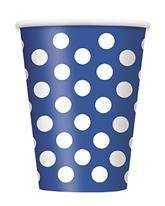 Kubeczki w kropki, niebieskie, 355 ml, 6 szt.