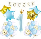 Zestaw na Roczek, balony, baner, Niebieski 1 kpl.