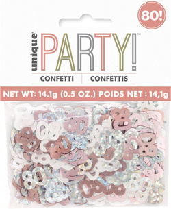 Konfetti Dekoracyjne 80 URODZINY Różowe Złoto 14g