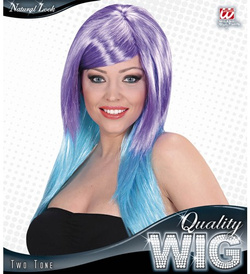 Peruka Gwiazdy Kolorowa Turkusowa Fiolet Lata 80