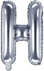 Balon foliowy Litera "H", 35cm, srebrny, 1 szt.