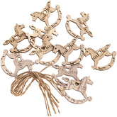 Drewniane Zawieszki KONIKI NA BIEGUNACH 10 szt.