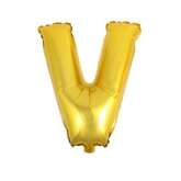 Balon Foliowy Litera "V", Złoty, 45 cm, 1 szt.