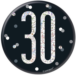 Przypinka Broszka Metalowa 30 Urodziny Czarna