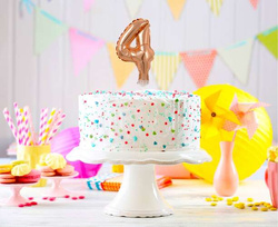 Balon foliowy na tort, Cyfra 4, różowe złoto, 1szt