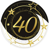 Talerzyki Papierowe 40 URODZINY 23cm 6szt.