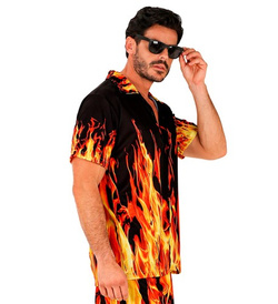 Koszula z Krótkim Rękawem Ogień Płomienie L/XL