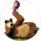 Opłatek tortowy 14 cm, Masza i Niedźwiedź 1 szt.