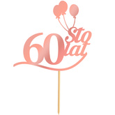 Topper na Tort 60 STO LAT Urodziny RÓŻOWE ZŁOTO