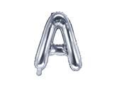 Balon foliowy Litera "A", 35cm, srebrny, 1 szt.
