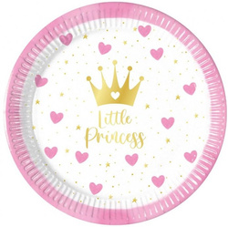 Talerzyki Papierowe MAŁA KSIĘŻNICZKA Serca 20cm 8s