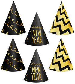 Czapeczki Papierowe Happy New Year Sylwester 6szt.