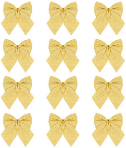 Kokardy Świąteczne Brokatowe ZŁOTE 5cm 12szt.