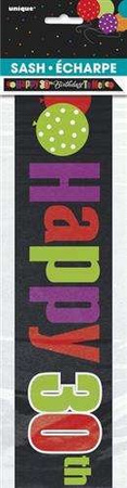 Szarfa satynowa na 30 Urodziny 76 cm, 1 szt.