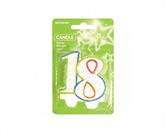 Świeczka urodzinowa liczba 18, z brokatem, 1 szt.