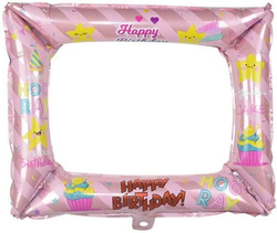 Balon Foliowy Ramka do zdjęć Różowa, 50x56cm
