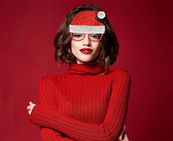 OKULARY Świąteczne Brokatowa CZAPKA MIKOŁAJA