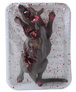 Dekoracja HALLOWEEN Gadżet Martwy Szczur Na Tacy