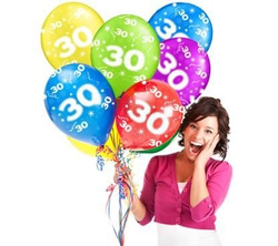 Balony z nadrukiem na 30 urodziny  "30" - 1 szt.