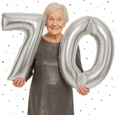 Zestaw Balonów Foliowych Liczba 70, srebrne, 100cm
