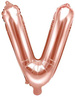 Balon foliowy Litera "V", 35cm, różowe złoto 1szt.