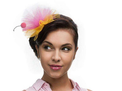 Opaska z tiulu z wisienką, mix, 1szt.