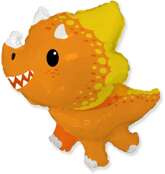 Balon foliowy 24" FX - Baby Triceratops, pomarańcz