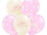 Balony "It`s a Girl", zestaw mix różowy, 5 szt.